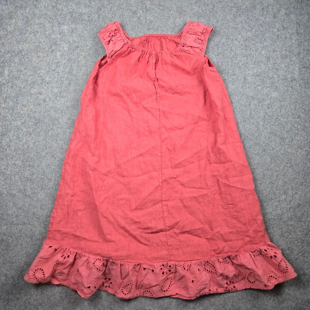 Terzo Millennio Linen Dress Womens Medium Pink Eyelet Lace Ruffle Made in Italy - Picture 5 of 8